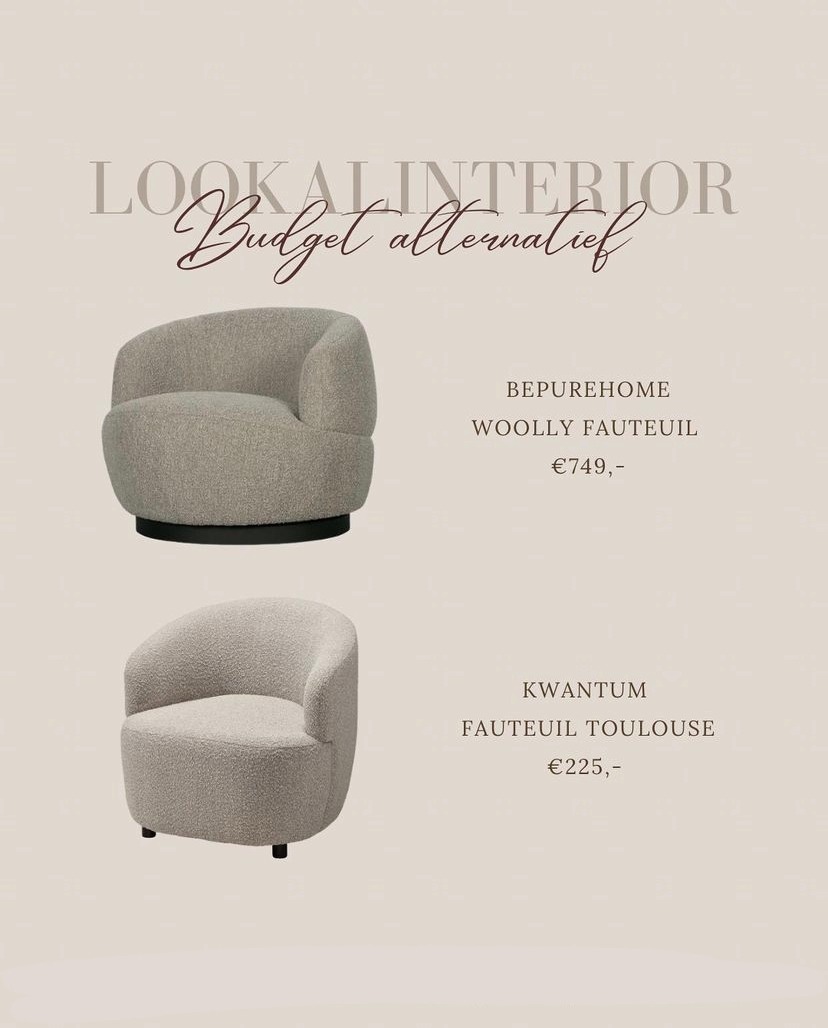 Lookalike Interieur - Bepurehome & Kwantum fauteuil