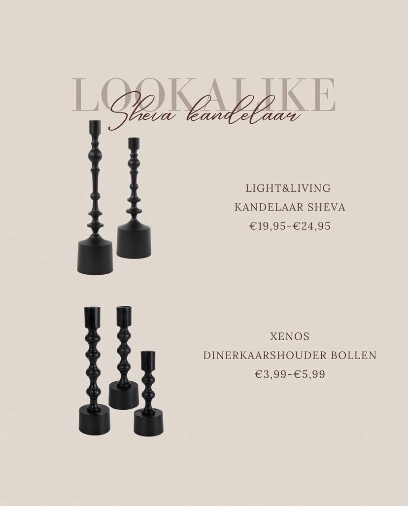 Lookalike Interieur - Light & Living & Xenos kandelaar