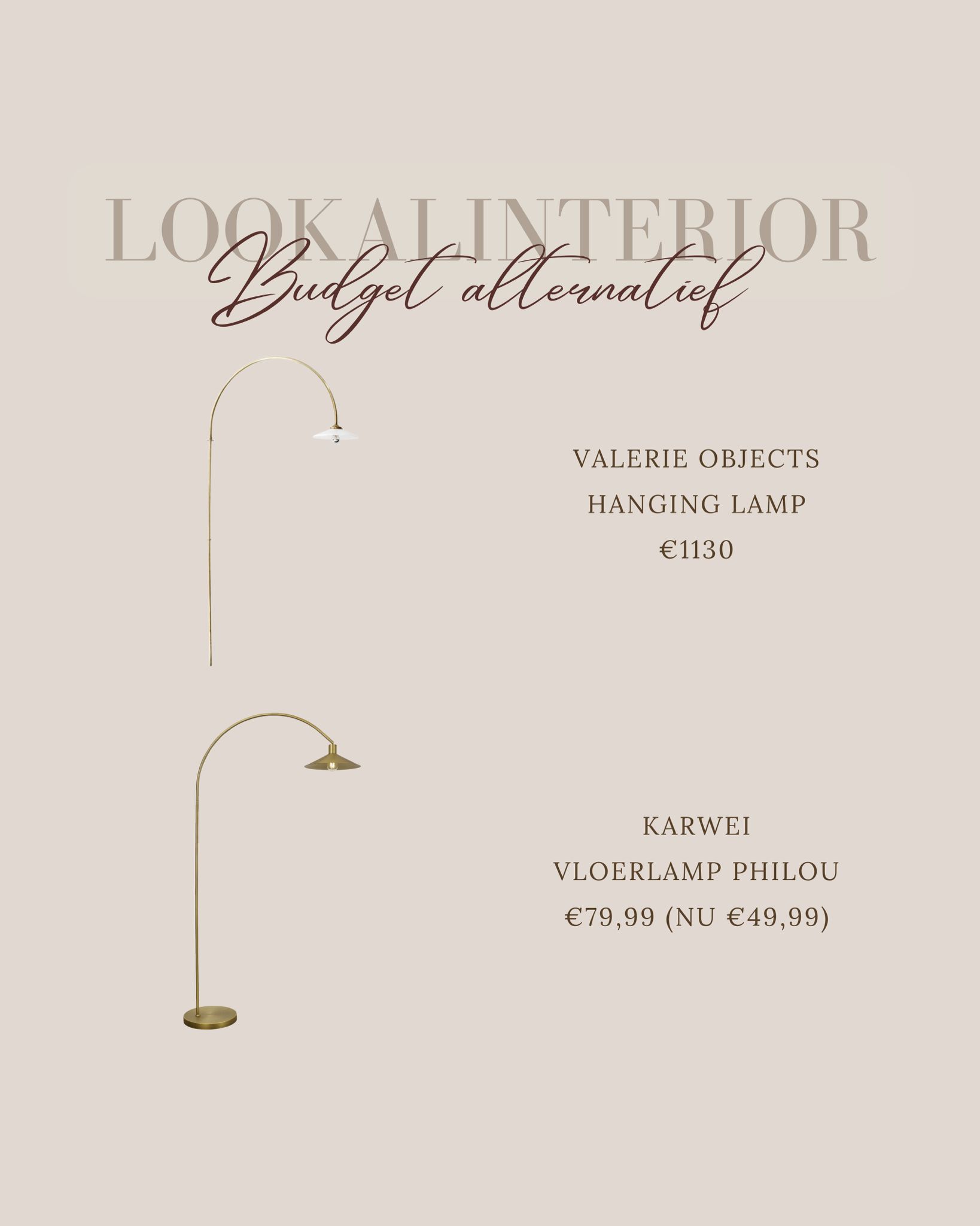 Lookalinterior | lookalike hanging lamp valerie vs karwei vloerlamp